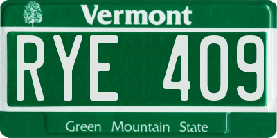 VT license plate RYE409