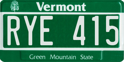 VT license plate RYE415