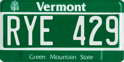 VT license plate RYE429