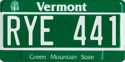 VT license plate RYE441