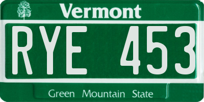 VT license plate RYE453