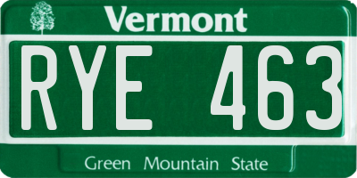VT license plate RYE463