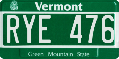 VT license plate RYE476