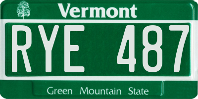 VT license plate RYE487