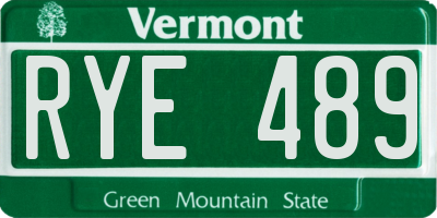 VT license plate RYE489
