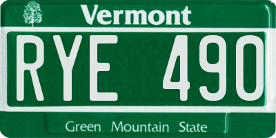 VT license plate RYE490