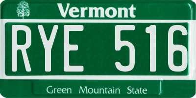 VT license plate RYE516