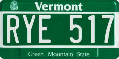VT license plate RYE517