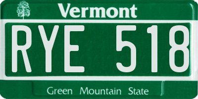 VT license plate RYE518
