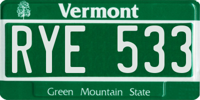VT license plate RYE533