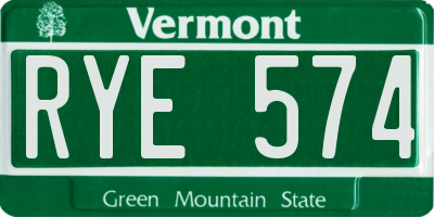 VT license plate RYE574