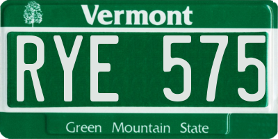 VT license plate RYE575