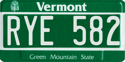 VT license plate RYE582