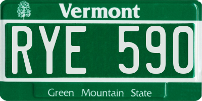 VT license plate RYE590