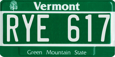VT license plate RYE617