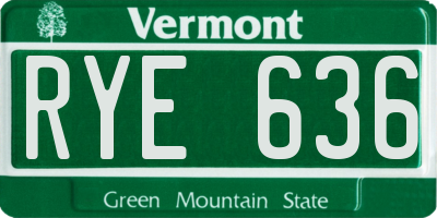 VT license plate RYE636
