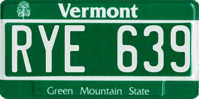VT license plate RYE639
