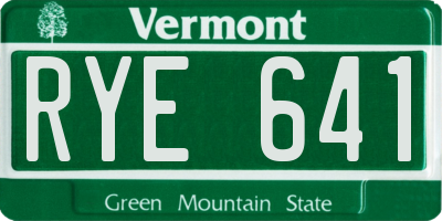VT license plate RYE641