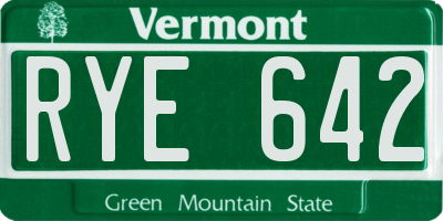 VT license plate RYE642