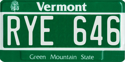 VT license plate RYE646