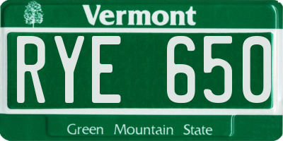 VT license plate RYE650