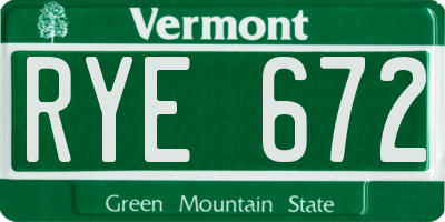 VT license plate RYE672