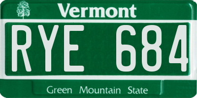 VT license plate RYE684