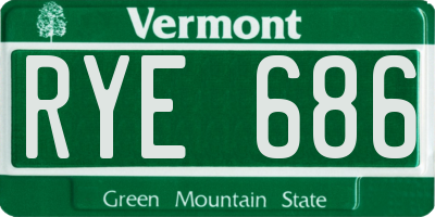 VT license plate RYE686