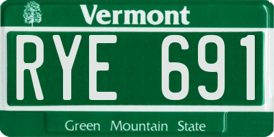 VT license plate RYE691