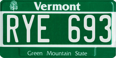 VT license plate RYE693