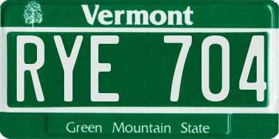 VT license plate RYE704