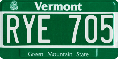 VT license plate RYE705