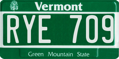 VT license plate RYE709