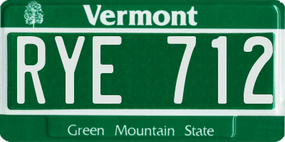 VT license plate RYE712