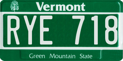 VT license plate RYE718