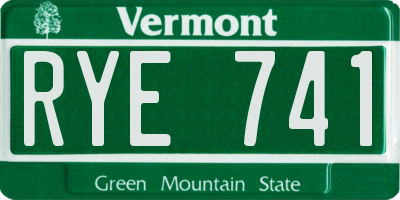 VT license plate RYE741