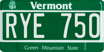 VT license plate RYE750