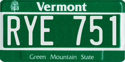 VT license plate RYE751