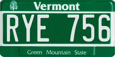 VT license plate RYE756