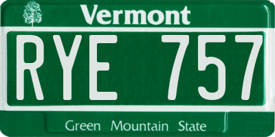 VT license plate RYE757