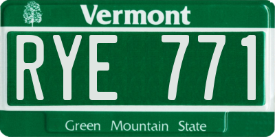 VT license plate RYE771