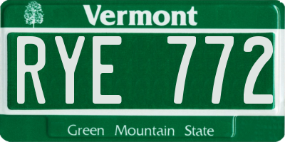 VT license plate RYE772