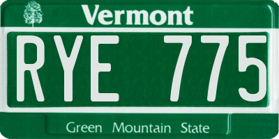 VT license plate RYE775