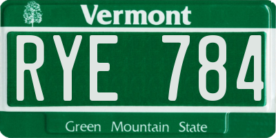 VT license plate RYE784