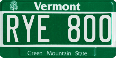 VT license plate RYE800