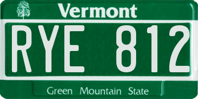 VT license plate RYE812