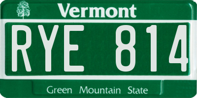 VT license plate RYE814