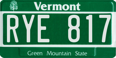 VT license plate RYE817