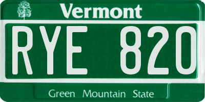 VT license plate RYE820