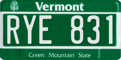 VT license plate RYE831